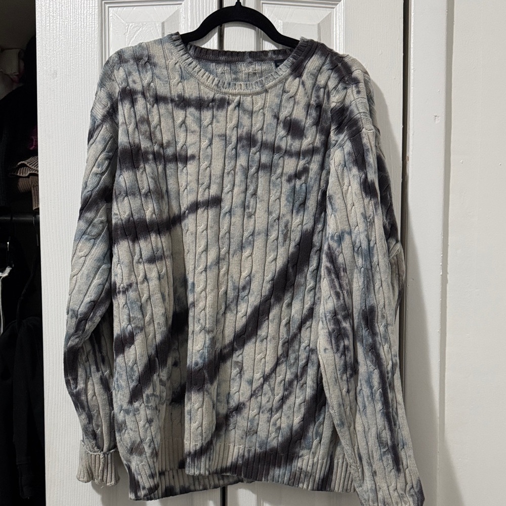 Tie-Dye cable Sweater - Black and Gray